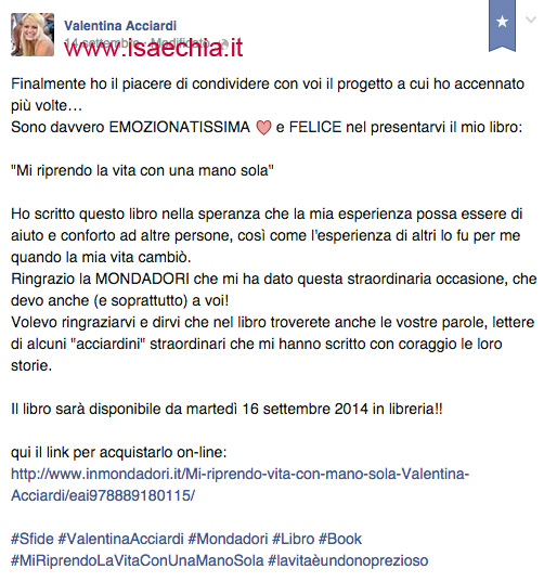 Valentina Acciardi su Facebook