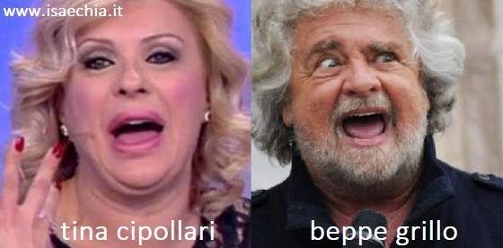 Somiglianza tra Tina Cipollari e Beppe Grillo