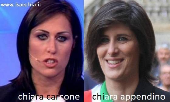 Somiglianza tra Chiara Carcone e Chiara Appendino