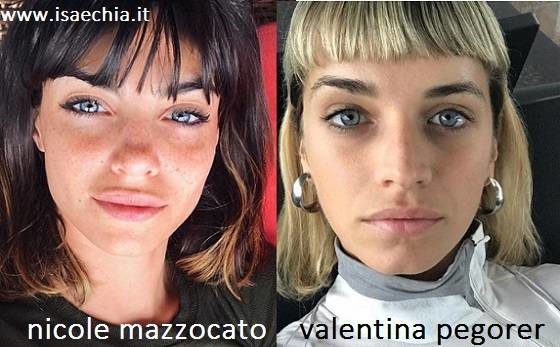 Somiglianza tra Nicole Mazzocato e Valentina Pegorer