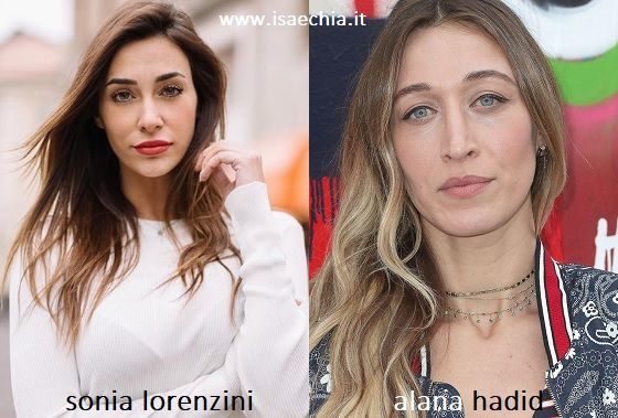 Somiglianza tra Sonia Lorenzini e Alana Hadid