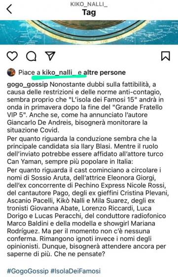 Instagram - Isola dei Famosi