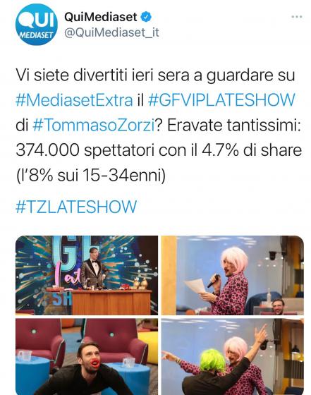 Twitter - Auditel Gf late show